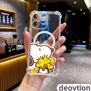 史努比抗發黃四角磁吸防摔手機殼 防摔殼iPhone 16 15 14 13 12 11 Pro Max