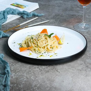 純色陶瓷圓盤西餐廳10英寸牛排盤意面盤馬卡龍色平盤沙拉盤水果盤