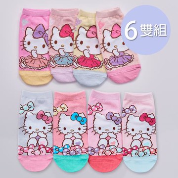 【ONEDER】Sanrio 凱蒂貓直版襪 短襪 15-22cm-6雙組(KT-A649S.KT-A650S)