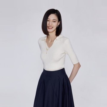 OBEG歐碧倩鏈條修身V領毛衫 春季短袖打底針織衫50443526