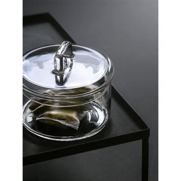 日式水果沙拉碗透明玻璃碗帶蓋家用簡約儲物罐創意多層組合收納罐