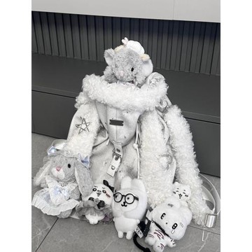 2025秋冬新款小眾兔子毛絨可愛雙肩包包大容量通勤百搭學生書包女