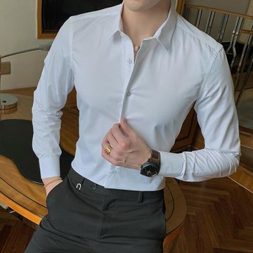 Casual Fashion Polo Long Sleeve Shirt 休閑時尚翻領長袖襯衫男