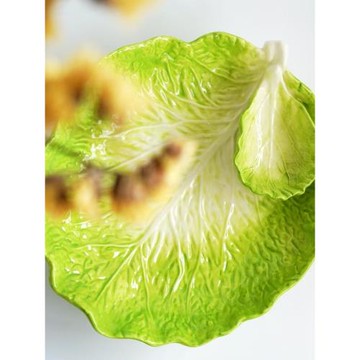 方亞陶瓷白菜雙層醬料碗植物系列水果碗茶幾餐桌裝飾碗百財家居品