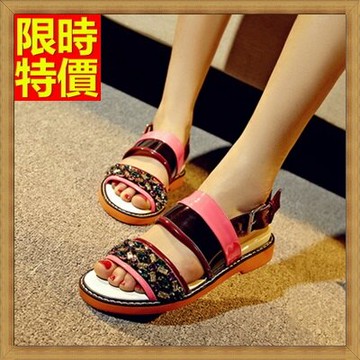 平底涼鞋夾腳拖鞋-復古彩鑽撞色設計女休閒鞋子2色67d50【獨家進口】【米蘭精品】