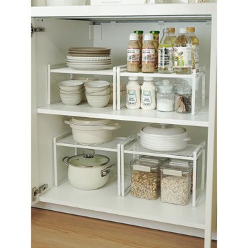 森花廚房下水槽雙層隔板收納鍋架柜子櫥柜內調味品鍋具分層架置物