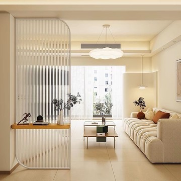 台灣公司貨 免運/支持訂製/包安裝 奶油風金屬長虹玻璃隔斷臥室客廳玄關沙發衛生間屏風隔斷客廳遮擋 屏風 玄關 隔斷 裝飾 可移動屏風 辦公屏風 家居屏風 折疊屏風 快速出貨D