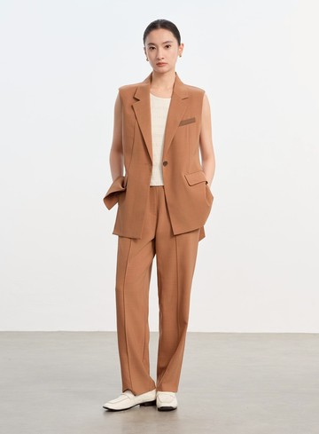 經典麂皮拼接西裝背心