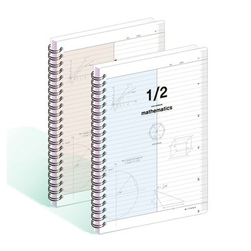 Withna 數學筆記本 80-0101 顏色隨機 螺旋裝訂 虛線內頁 學生筆記本  2本