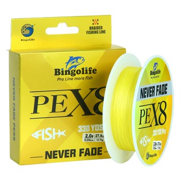 Bingolife 300米 色紗PE 釣魚線 X8黃色 不褪色 原紗編織線 強力 路亞 釣線 遠投 專用 耐磨 不纏線