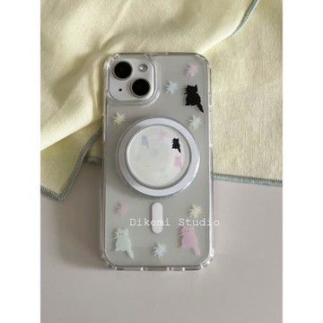 韓國ins小眾甜酷粉貓咪magsafe磁吸支架手機殼適用于iPhone16pro/15promax蘋果17pro/13/14pro手機保護套