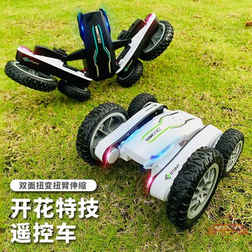 廠家直供新品2.4G翻滾雙面車3 四驅遙控特技車60°旋轉開花車玩具