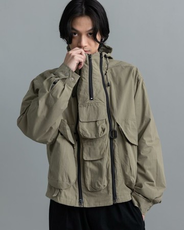 多口袋軍用設計野戰連帽外套 (軍綠色)