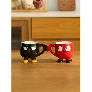 肆月陶瓷馬克杯子情侶水杯稀奇古怪一對新款創意可愛設計感小眾