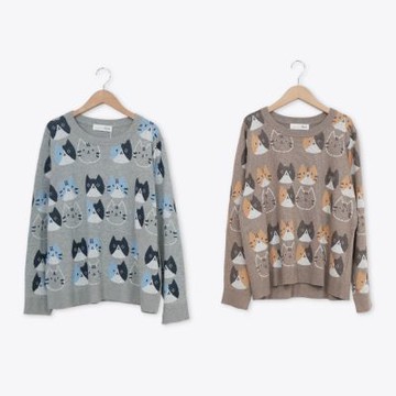 【Dailo】喵的多重宇宙緹花針織上衣 駝 灰(魅力商品)