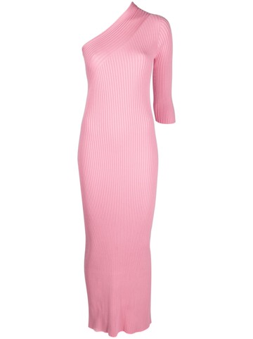 AERON - one-shoulder rib-knit maxi dress - women - FSC Viscose/Polyester - XXL - Pink