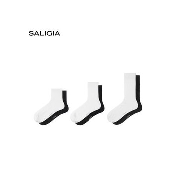 (免運)SALIGIA撒利加經典男士精梳棉羅紋白襪長中短襪子黑白純色吸汗3雙