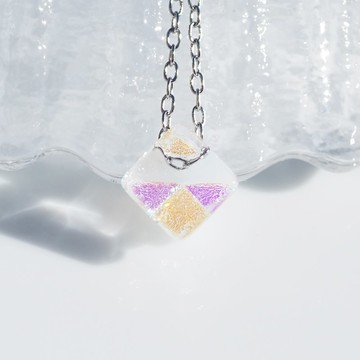 六月誕生石玻璃（月光石【小巧】）鏈墜項鍊【可選配棉繩、Silver 925】【預約製作】