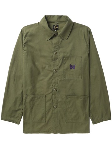 Needles - embroidered cotton shirt jacket - men - Cotton - XS - Green