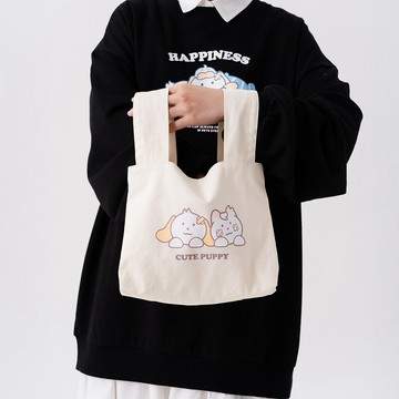 QUEENSHOP_ F 流浪動物之家 貓貓狗狗印圖手提包 兩色售 現+預 【06020152】