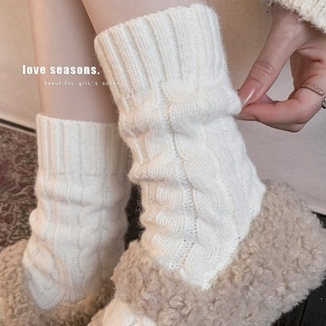 ✨精選好物✨含棉襪子女 秋冬加絨襪子  加厚保暖襪子  純色簡約襪子  復古麻花咖色襪子 居家鬆口襪子 秋冬加厚襪子