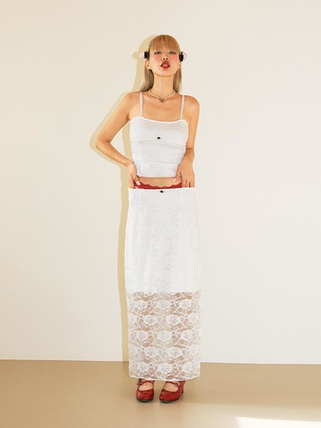ROSE COSAGE LACE LONG SKIRT_WHITE