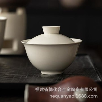 景德鎮草木灰蓋碗二才手工陶瓷大號茶碗功夫茶具單個不燙手茶杯