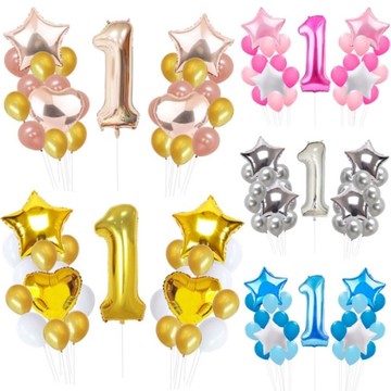 五角星 氣球組 周歲 周歲生日 氣球套組 寶寶1歲 派對 佈置 DIY