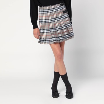 Grey wool kilt skirt with Check pattern
