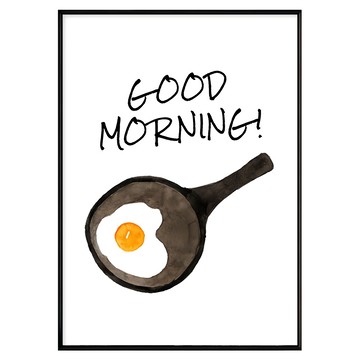 Good Morning! 50x70cm 黑色 1入 PS環保樹脂框+油畫布+松木內框