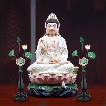 家用佛堂供具彩繪蓮花寶瓶供佛觀音花瓶貢花日式手工常花擺件