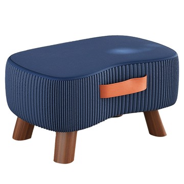 德利生活 軟包手提小矮凳 深藍色 舒適軟墊 小巧易攜  1入