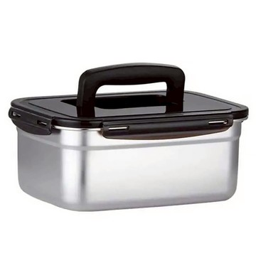 小麥購物 304不銹鋼保險盒 長方形 帶提手 L1281 3.8L  1 個容器 + 1 個帶提手蓋子  1個