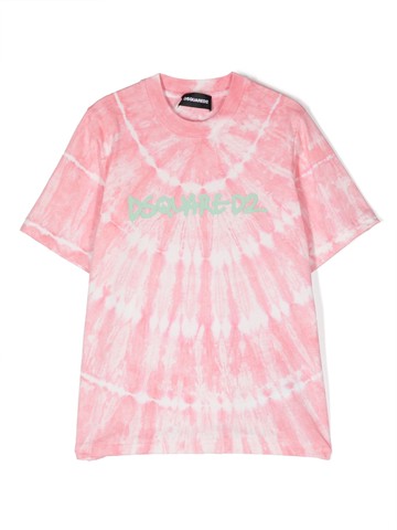 Dsquared2 Kids - tie-dye print logo T-shirt - kids - Cotton - 8 yrs - Pink