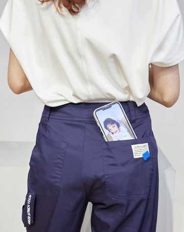 印花掛繩寬鬆工裝男友褲(兩色)