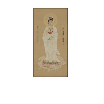 有框畫作 YIMI 依米 80*160cm觀世音菩薩畫像 入戶玄關裝飾畫 佛堂供奉掛畫 書房牆面壁畫 祈福掛畫 豎版油畫布
