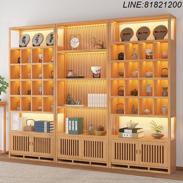 珠寶櫃 展示櫃 展示架 陳列櫃 免運 速發 開立發票 博古架實木中式多寶閣置物架產品茶葉櫃茶室陳列櫃瓷器玉器展示櫃