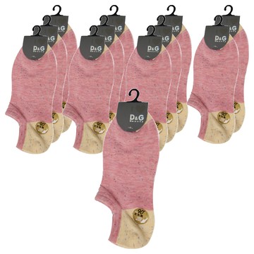 D&G BEAUTY 女款繽紛彩點直角低口襪-D381 粉桔  22-25cm