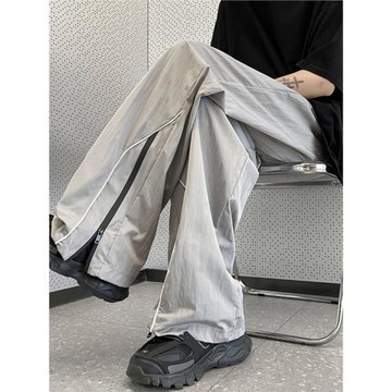 美式機能拉鏈沖鋒褲男春秋薄款寬松潮牌潮流速干運動直筒休閑褲子