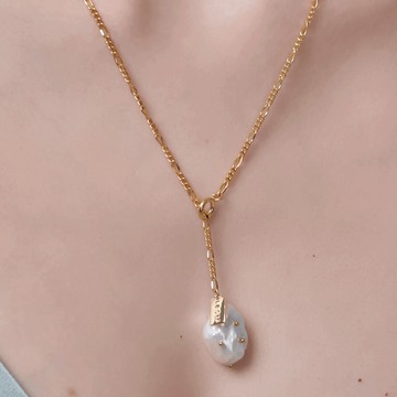 LESIS｜Kistler Chain 鉚釘巴洛克珍珠Y字項鍊