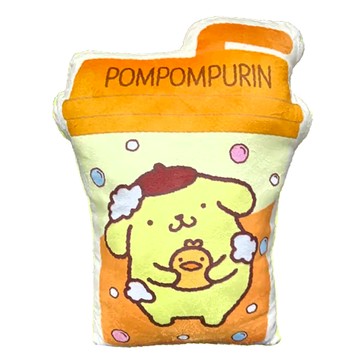 Sanrio 三麗鷗 布丁狗果汁杯造型抱枕  歡樂沐浴時光 黃色  35 x 25.5cm