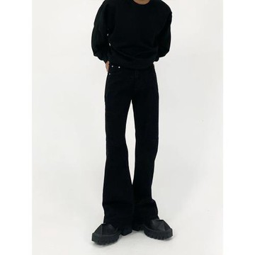 M7 cleanfit牛仔褲男款修身顯瘦純黑色vibe褲子美式痞帥微喇長褲