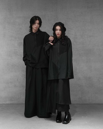 MUKK DESIGN 跳格拼接異材質襯衫