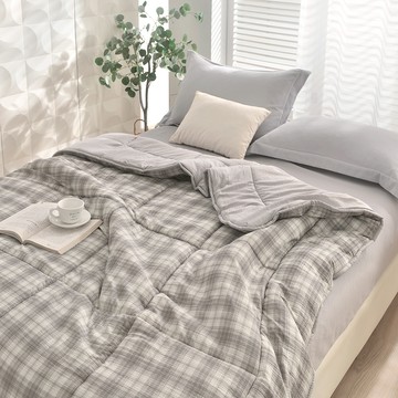 Annabelle 100%法國小羔羊毛被 2KG  雙人(180X210cm)  格子灰色