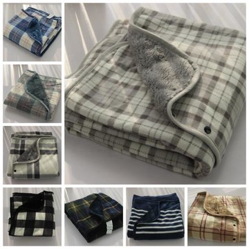 實用保暖披肩蓋毯 A面搖粒絨B面厚實法蘭絨 發熱抗菌毛毯出口日本