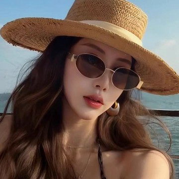 最新款防曬橢圓女款太陽鏡復古金屬墨鏡拍照遮陽眼鏡男高級感時尚