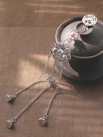 旗袍壓襟掛件銀飾長命鎖吊墜古典中國風配飾漢服復古藏銀苗銀飾品