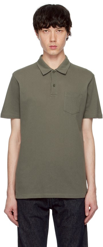 Sunspel 卡其色 Riviera Polo 衫