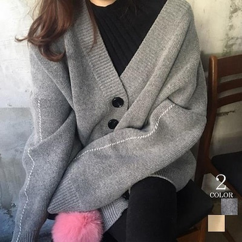 クーポン適用でお得にオーバーサイズざっくりニットカーディガン 韓国ファッション おおきめ オーバーサイズ ニット Vvネック 厚手 コート 通販 Lineポイント最大2 0 Get Lineショッピング