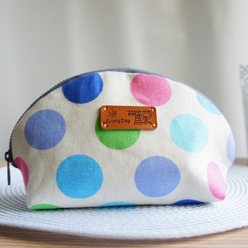 Lovely繽紛大點點旅行組化妝包、藍粉混色